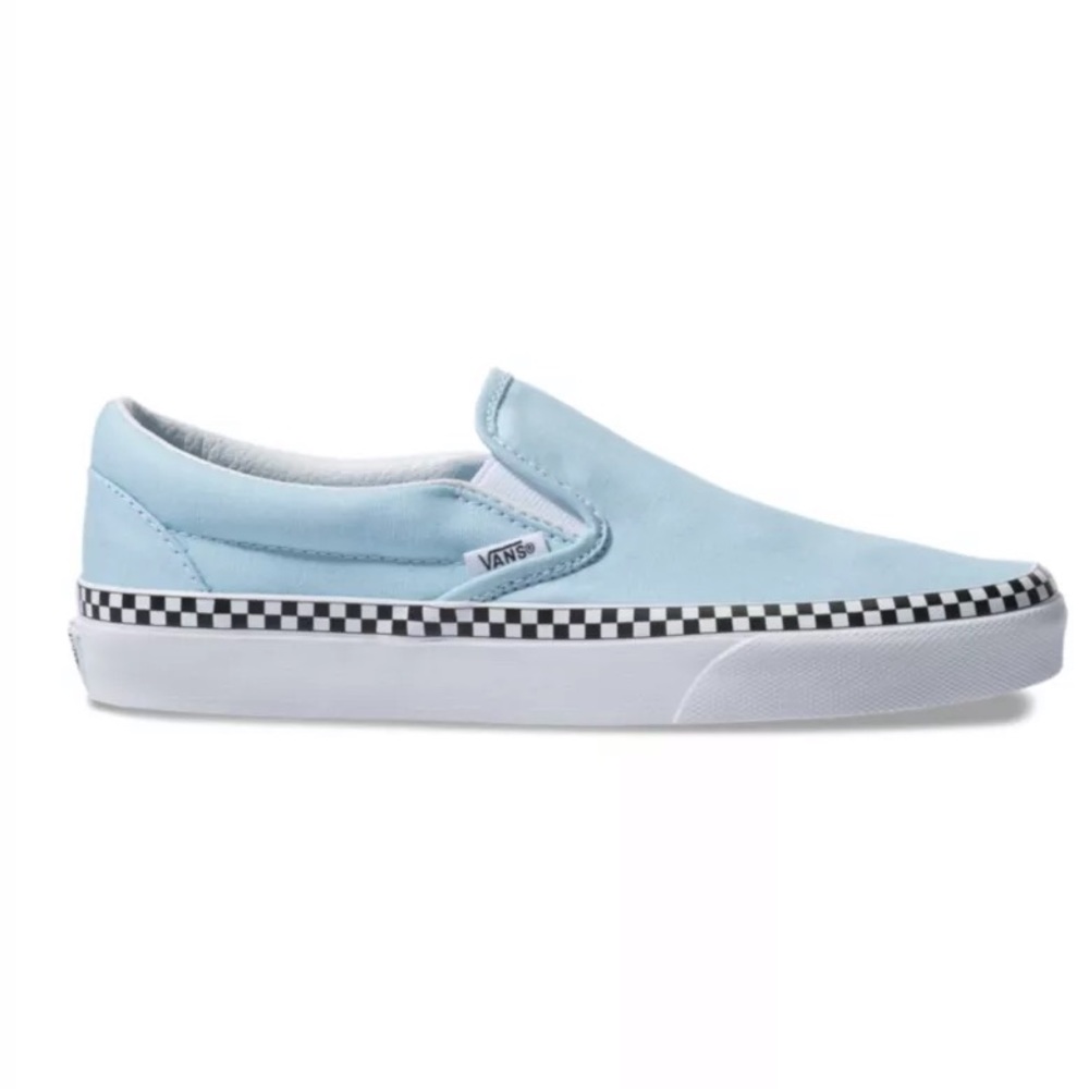 VANS BLUE CHECK FOXING SLIP ONS - Picture 4 of 6